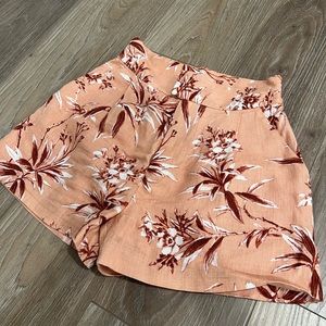 Joie Peach Floral High Waist Shorts